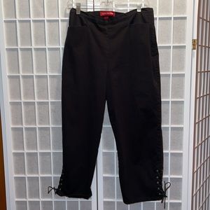 CAPRI PANTS, BLACK,  side ties at ankle, GLORIA VANDERBILT, size 14